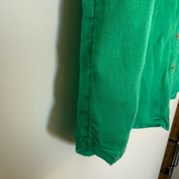 Maeve Green 100% Linen Long Sleeve Button Down Top with Front Pocket Size Small - Picture 3 of 9